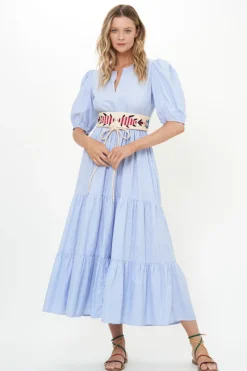 Oliphant Puff Sleeve Maxi- Chatham Blue