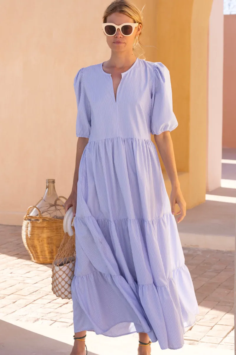 Oliphant Puff Sleeve Maxi- Chatham Blue