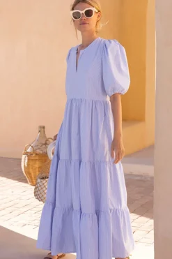 Oliphant Puff Sleeve Maxi- Chatham Blue