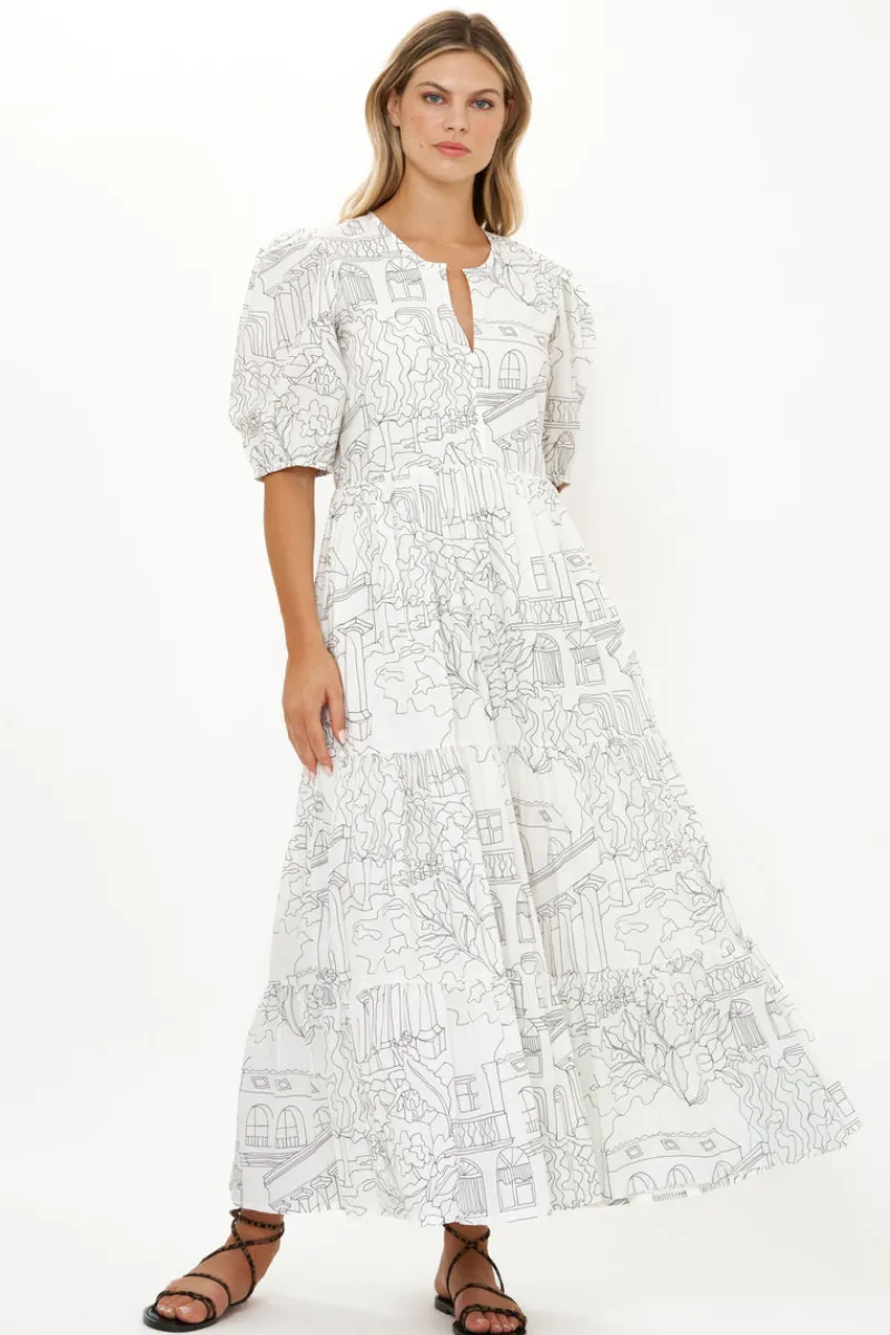 Oliphant Puff Sleeve Maxi- Roma White
