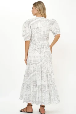 Oliphant Puff Sleeve Maxi- Roma White