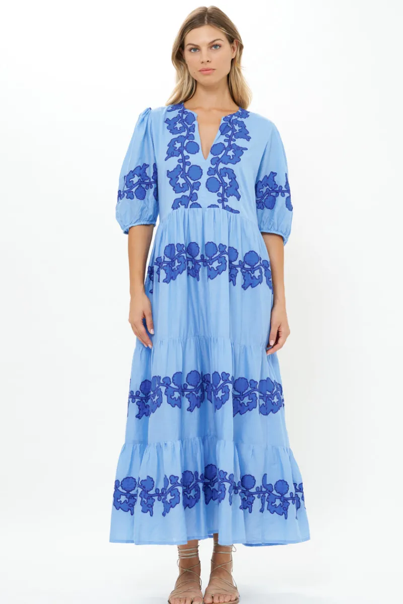 Oliphant Puff Sleeve Maxi- Tangier Blue