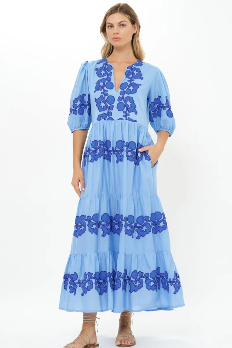 Oliphant Puff Sleeve Maxi- Tangier Blue