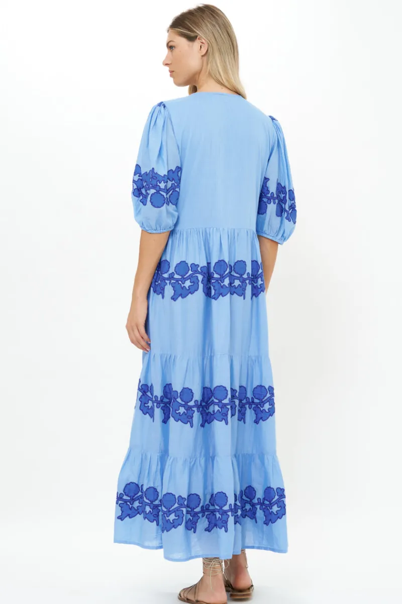 Oliphant Puff Sleeve Maxi- Tangier Blue