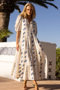 Oliphant Puff Sleeve Maxi- Wicklow Blue