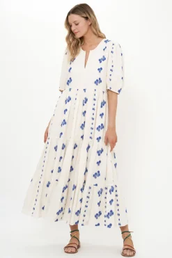 Oliphant Puff Sleeve Maxi- Wicklow Blue