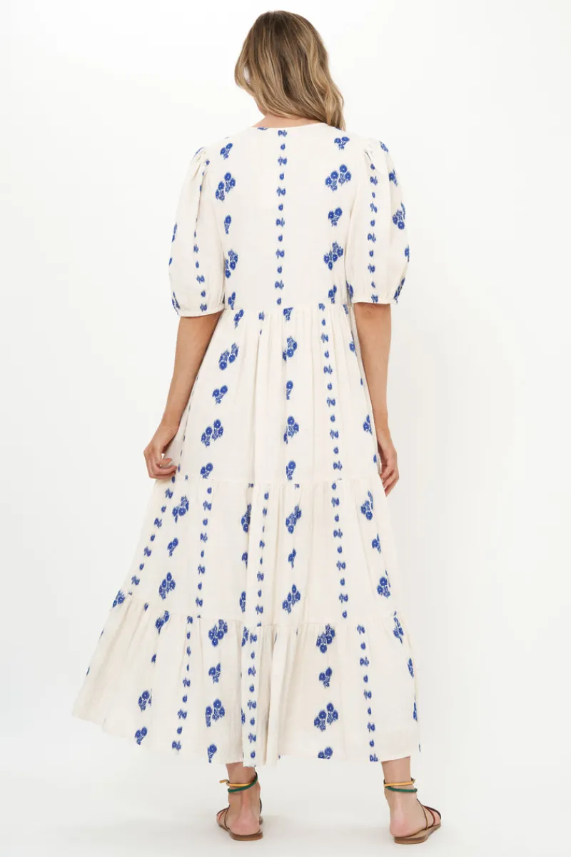 Oliphant Puff Sleeve Maxi- Wicklow Blue