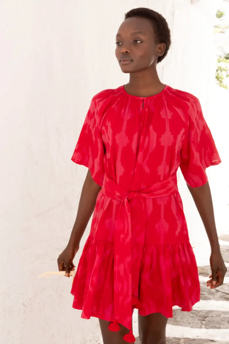Oliphant Raglan Belted Mini- Tashkent Red
