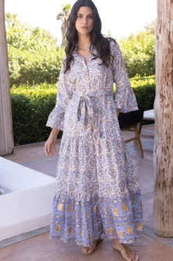 Oliphant Ruffle Collar Bell Maxi- Marseille Blue