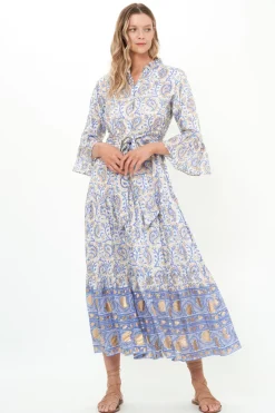 Oliphant Ruffle Collar Bell Maxi- Marseille Blue