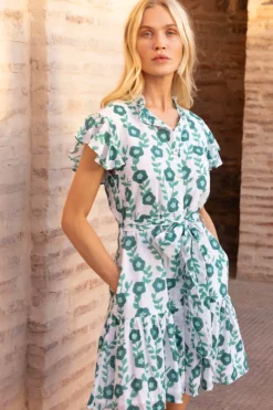 Oliphant Ruffle Collar Button Mini- Toscana Green