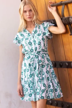 Oliphant Ruffle Collar Button Mini- Toscana Green