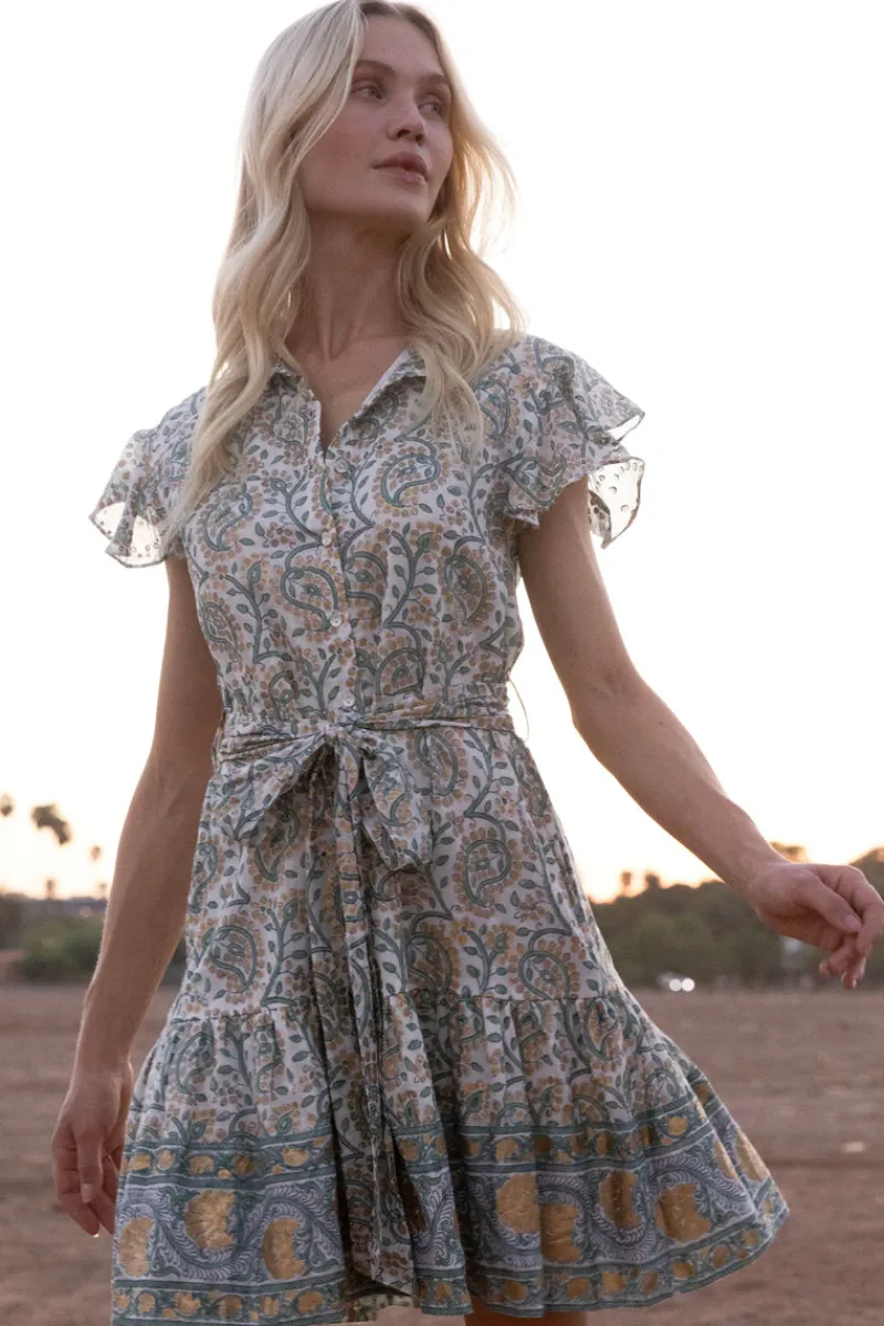 Oliphant Ruffle Collar Button Mini- Marseille Green