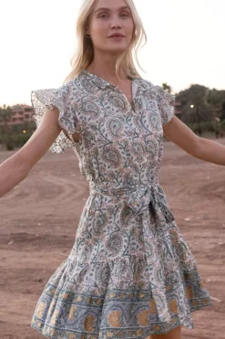 Oliphant Ruffle Collar Button Mini- Marseille Green