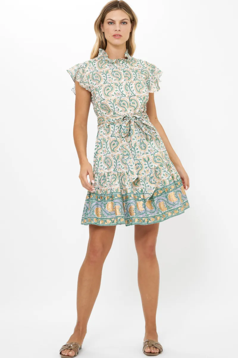 Oliphant Ruffle Collar Button Mini- Marseille Green