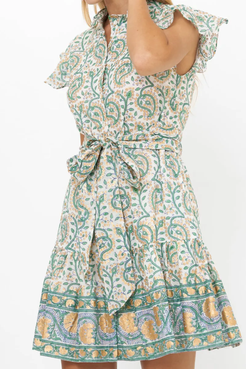 Oliphant Ruffle Collar Button Mini- Marseille Green