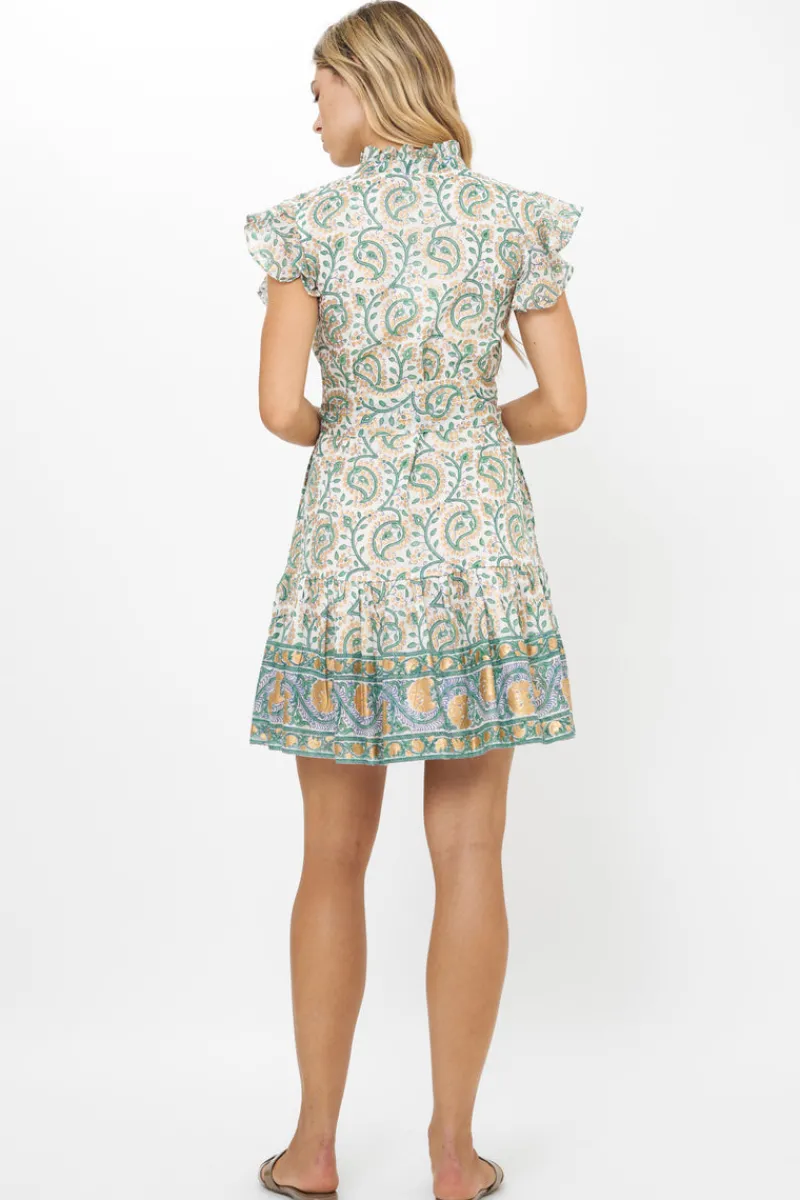 Oliphant Ruffle Collar Button Mini- Marseille Green