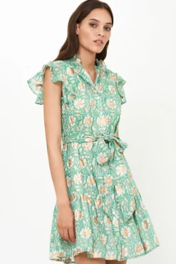 Oliphant Ruffle Collar Button Mini- Mughal Green
