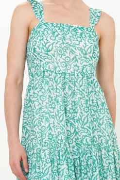 Oliphant Ruffle Cross Back Midi- Cypress Jade