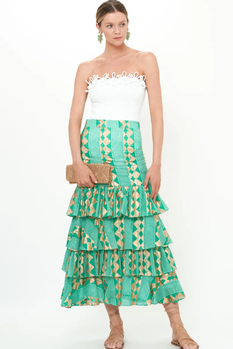 Oliphant Ruffle Maxi Skirt- Ascot Teal