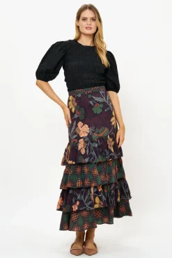 Oliphant Ruffle Maxi Skirt- Turin Wine