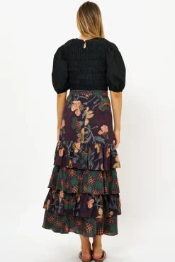Oliphant Ruffle Maxi Skirt- Turin Wine