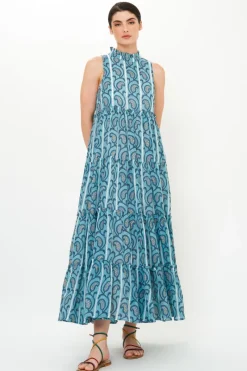 Oliphant Ruffle Tiered Maxi- Goa Blue