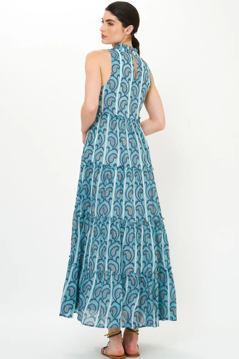 Oliphant Ruffle Tiered Maxi- Goa Blue