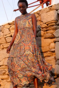 Oliphant Ruffle Tiered Maxi- Persia Cobalt