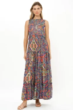 Oliphant Ruffle Tiered Maxi- Persia Cobalt