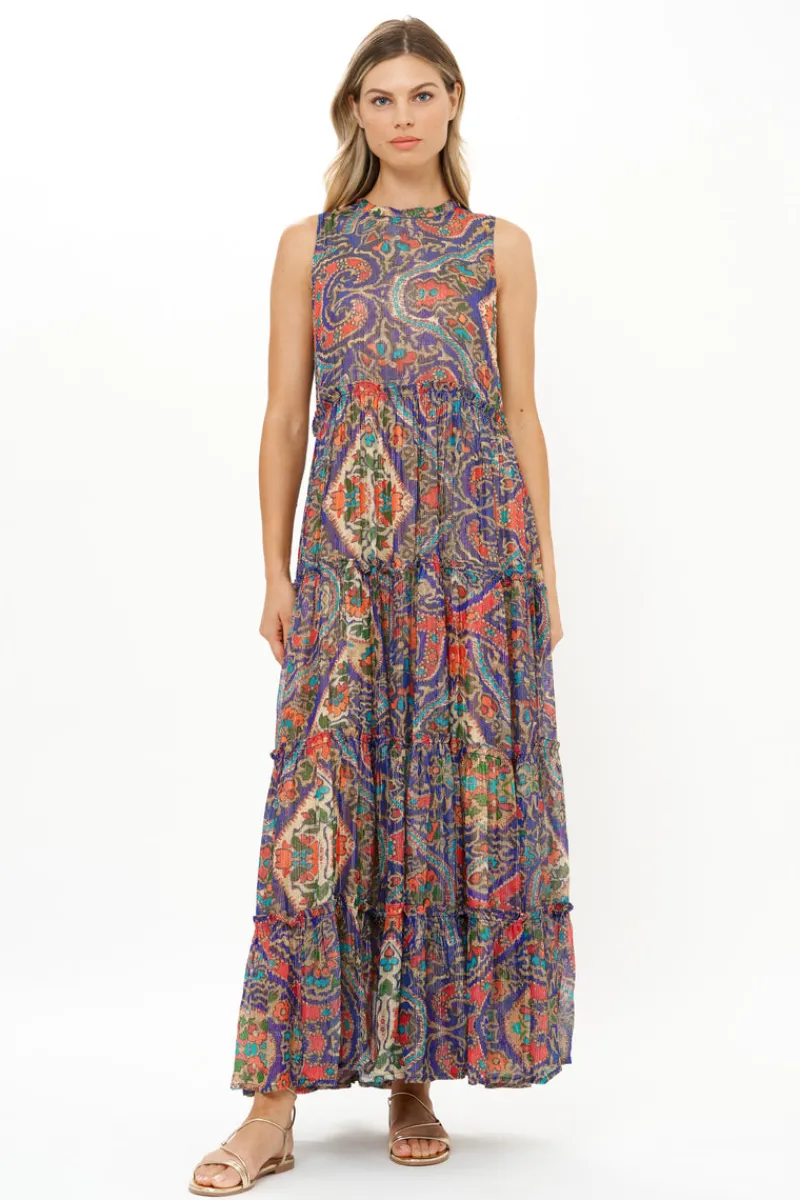 Oliphant Ruffle Tiered Maxi- Persia Cobalt