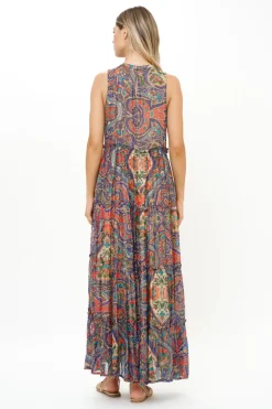 Oliphant Ruffle Tiered Maxi- Persia Cobalt