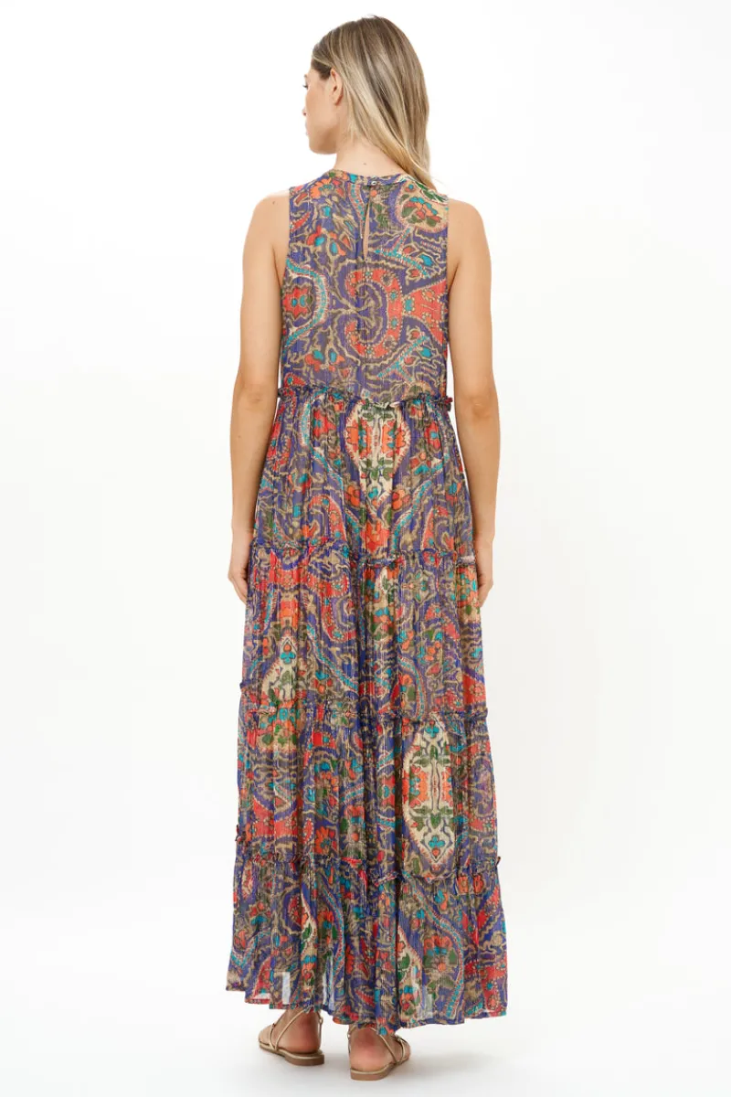 Oliphant Ruffle Tiered Maxi- Persia Cobalt