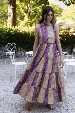 Oliphant Ruffle Tiered Maxi- Torino Blue