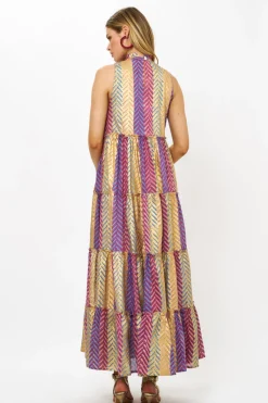 Oliphant Ruffle Tiered Maxi- Torino Blue