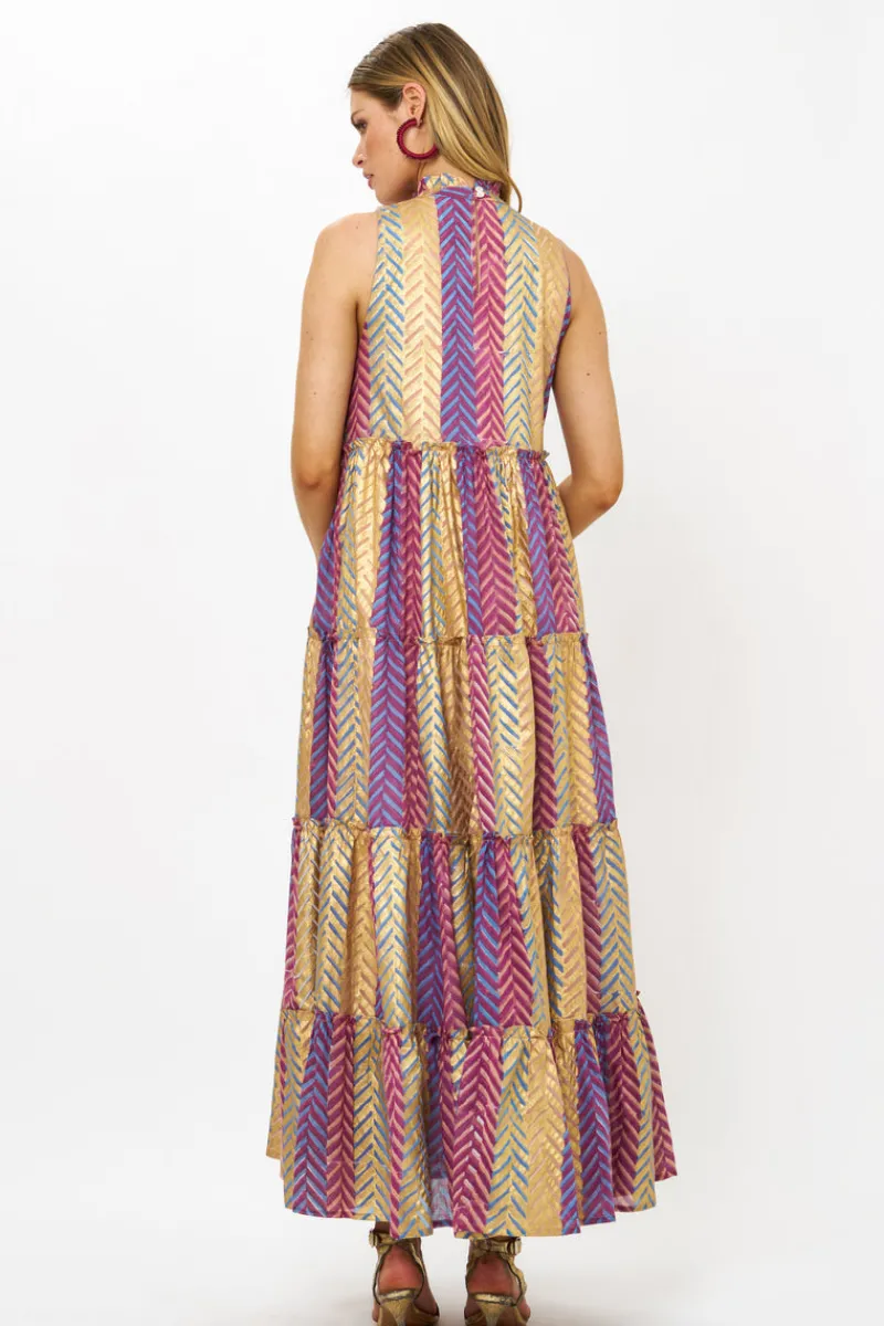 Oliphant Ruffle Tiered Maxi- Torino Blue