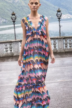 Oliphant Ruffle V-Neck Maxi- Venice Blue