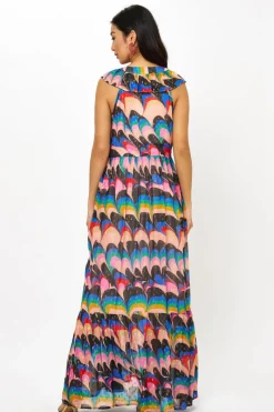 Oliphant Ruffle V-Neck Maxi- Venice Blue