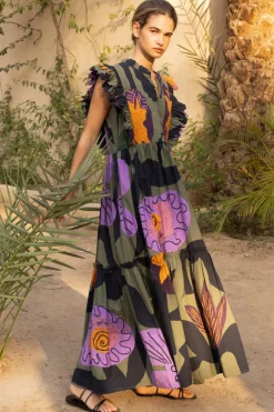 Oliphant Scallop Pintuck Maxi- Bergen Olive