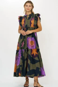 Oliphant Scallop Pintuck Maxi- Bergen Olive