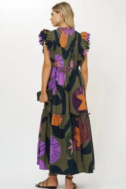 Oliphant Scallop Pintuck Maxi- Bergen Olive