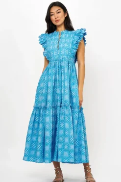 Oliphant Scallop Pintuck Maxi- Matrix Blue