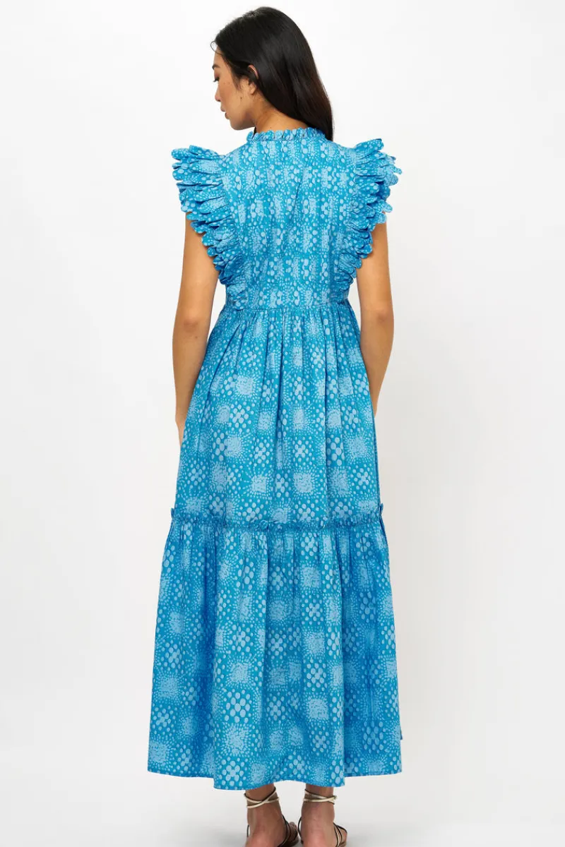 Oliphant Scallop Pintuck Maxi- Matrix Blue