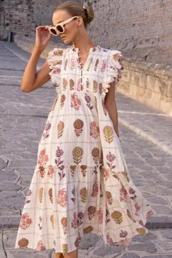 Oliphant Scallop Pintuck Maxi- Taormina Cream