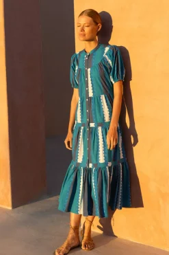 Oliphant Scoop Tiered Midi- Meko Blue
