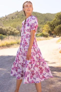 Oliphant Scoop Tiered Midi- Pretoria Pink