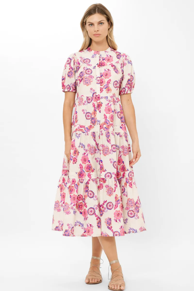 Oliphant Scoop Tiered Midi- Pretoria Pink