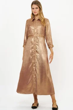 Oliphant Shirt Dress Maxi- Cairo Gold