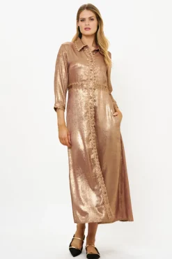 Oliphant Shirt Dress Maxi- Cairo Gold