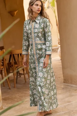 Oliphant Shirt Dress Maxi- Ivy Olive